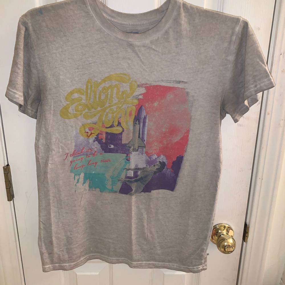 Elton John gray graphic tee size s